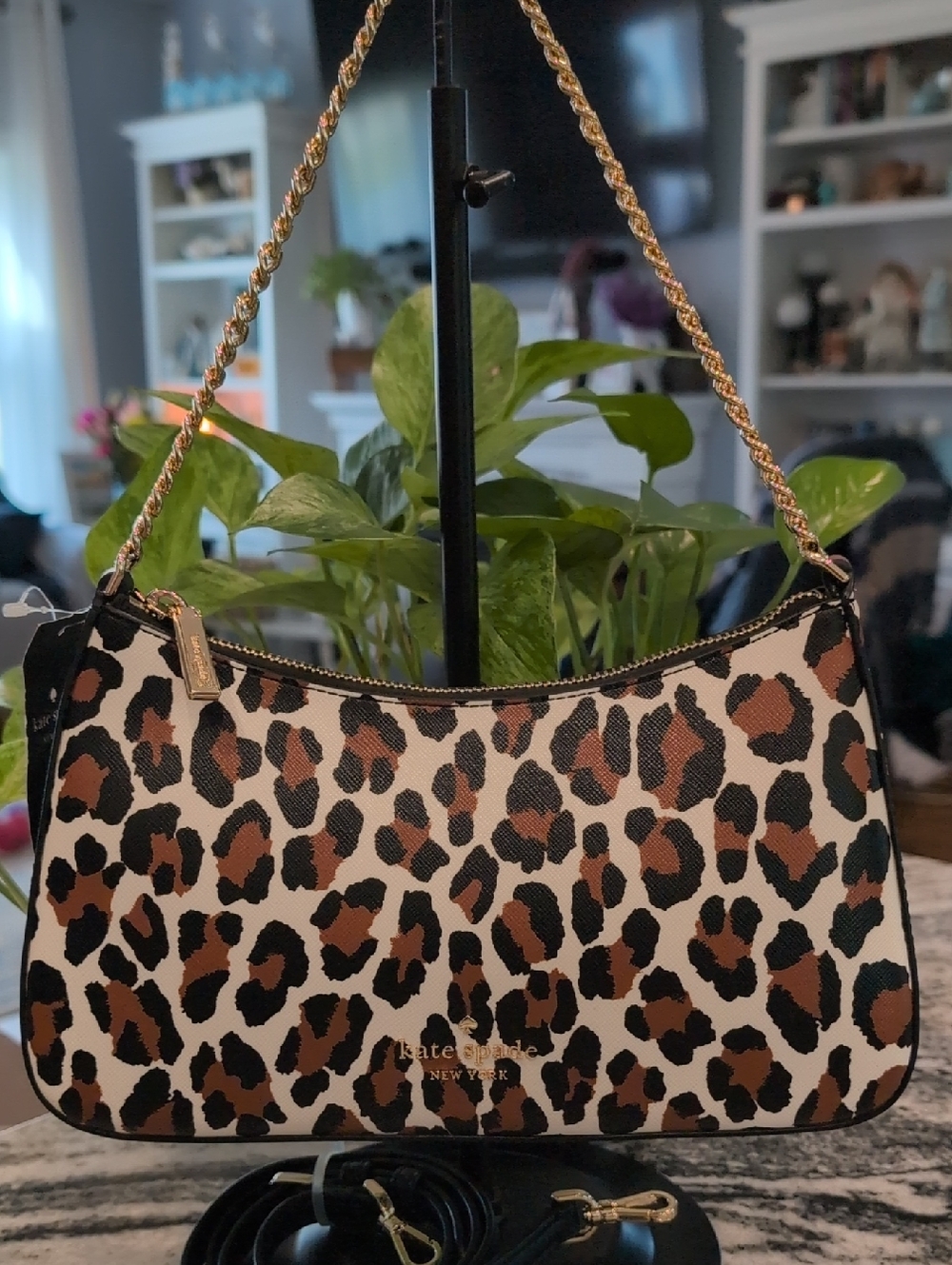 kate spade Leopard-Print Shoulder Bag in Cream, Brown & Black